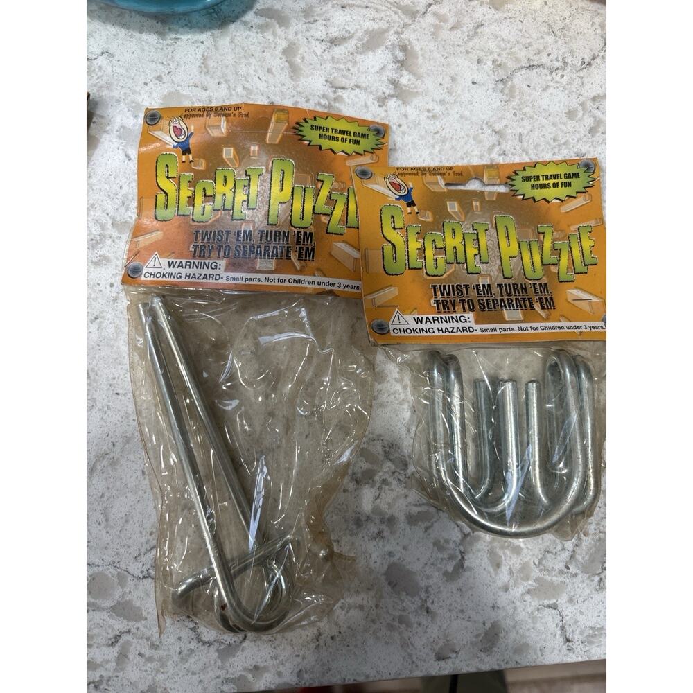 Secret Puzzle Metal Brain Teaser Travel Game Lot of 2 New Sealed